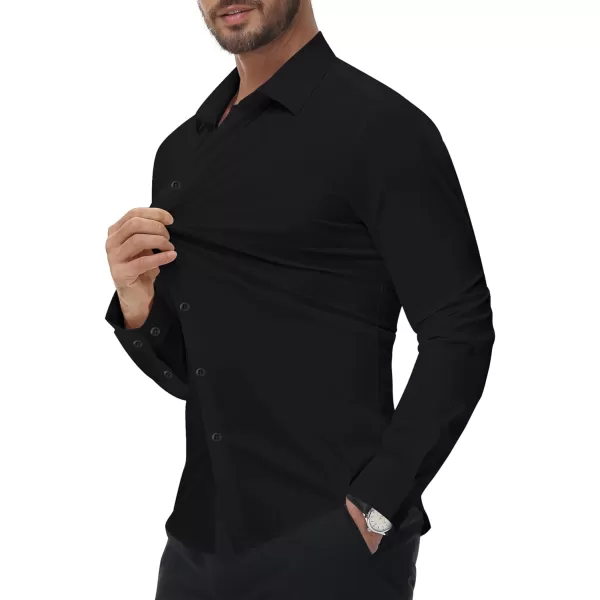 Alimens &amp; Gentle Men's Dress Shirts 16-Way Stretch Slim Fit Long Sleeve Button Down Shirts Wrinkle Free Traveler Shirts