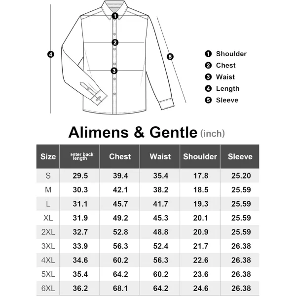 Alimens &amp; Gentle Men's Dress Shirts 16-Way Stretch Slim Fit Long Sleeve Button Down Shirts Wrinkle Free Traveler Shirts
