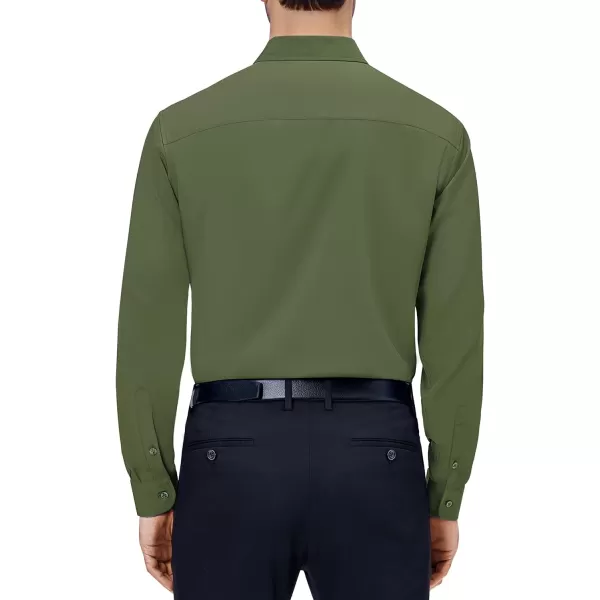 Alimens &amp; Gentle Mens Dress Shirts 4-Way Stretch Long Sleeve Collared Casual Solid Wedding Dating Button Down Shirt