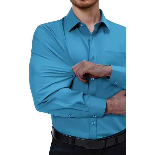 Alimens &amp; Gentle Mens Dress Shirts 4-Way Stretch Long Sleeve Collared Casual Solid Wedding Dating Button Down Shirt