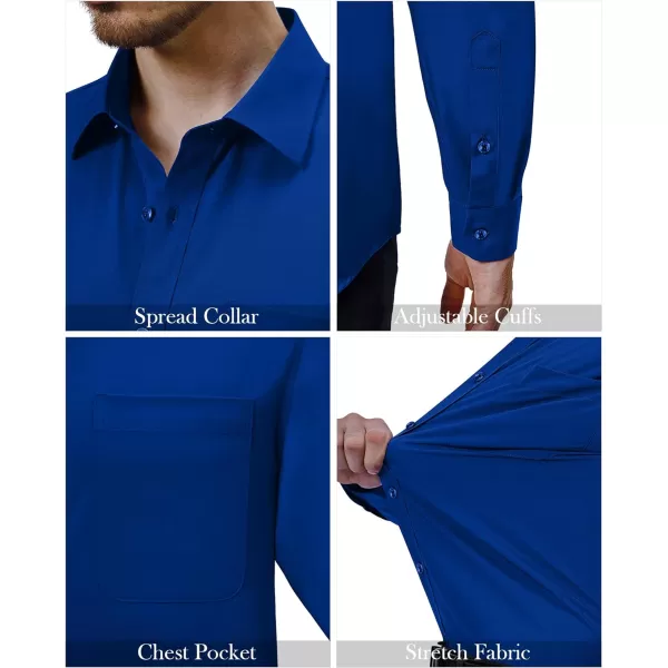 Alimens &amp; Gentle Mens Dress Shirts 4-Way Stretch Long Sleeve Collared Casual Solid Wedding Dating Button Down Shirt