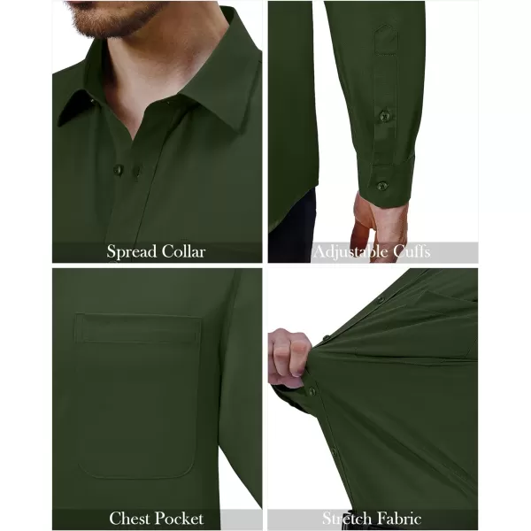 Alimens &amp; Gentle Mens Dress Shirts 4-Way Stretch Long Sleeve Collared Casual Solid Wedding Dating Button Down Shirt