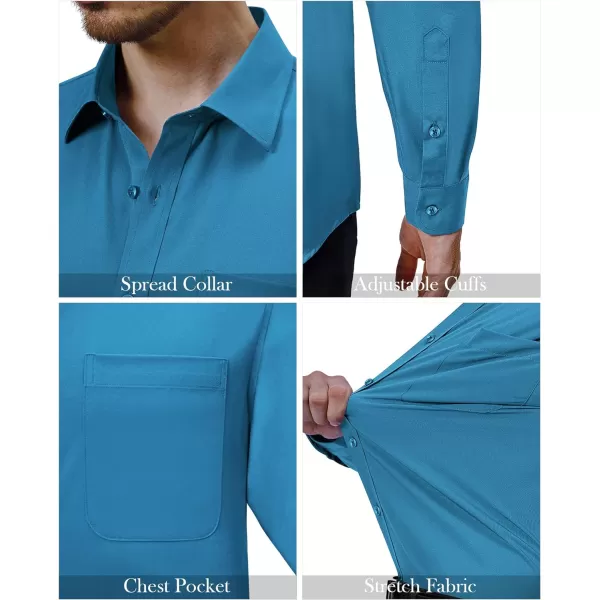 Alimens &amp; Gentle Mens Dress Shirts 4-Way Stretch Long Sleeve Collared Casual Solid Wedding Dating Button Down Shirt
