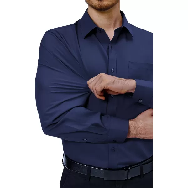 Alimens &amp; Gentle Mens Dress Shirts 4-Way Stretch Long Sleeve Collared Casual Solid Wedding Dating Button Down Shirt