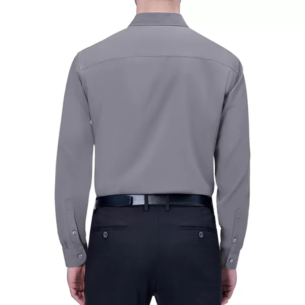 Alimens &amp; Gentle Mens Dress Shirts 4-Way Stretch Long Sleeve Collared Casual Solid Wedding Dating Button Down Shirt