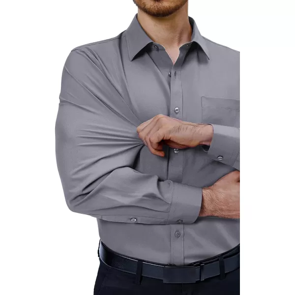 Alimens &amp; Gentle Mens Dress Shirts 4-Way Stretch Long Sleeve Collared Casual Solid Wedding Dating Button Down Shirt