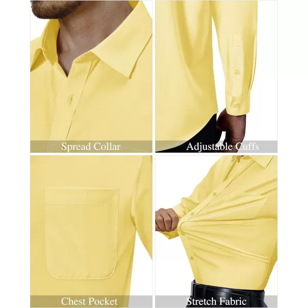 Alimens &amp; Gentle Mens Dress Shirts 4-Way Stretch Long Sleeve Collared Casual Solid Wedding Dating Button Down Shirt