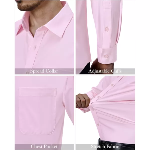 Alimens &amp; Gentle Mens Dress Shirts 4-Way Stretch Long Sleeve Collared Casual Solid Wedding Dating Button Down Shirt