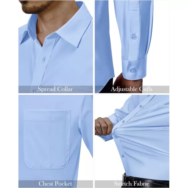 Alimens &amp; Gentle Mens Dress Shirts 4-Way Stretch Long Sleeve Collared Casual Solid Wedding Dating Button Down Shirt