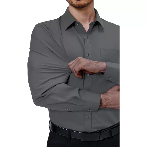 Alimens &amp; Gentle Mens Dress Shirts 4-Way Stretch Long Sleeve Collared Casual Solid Wedding Dating Button Down Shirt