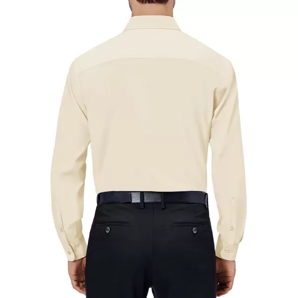Alimens &amp; Gentle Mens Dress Shirts 4-Way Stretch Long Sleeve Collared Casual Solid Wedding Dating Button Down Shirt