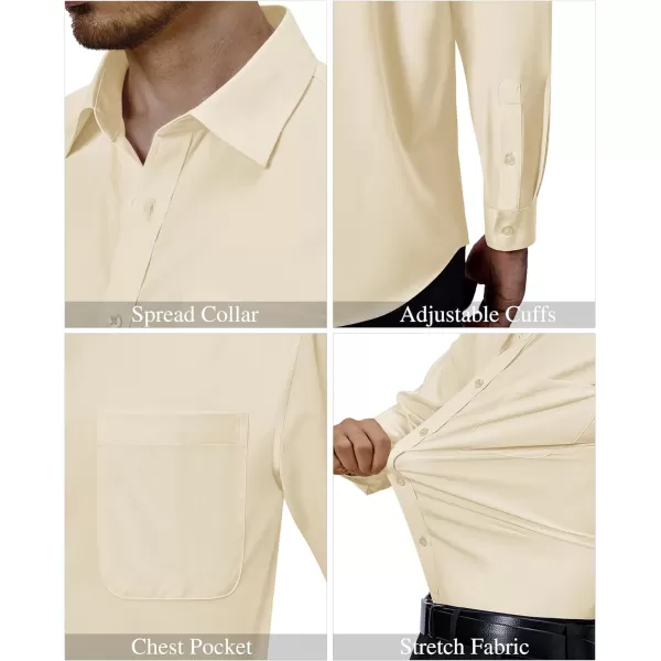 Alimens &amp; Gentle Mens Dress Shirts 4-Way Stretch Long Sleeve Collared Casual Solid Wedding Dating Button Down Shirt
