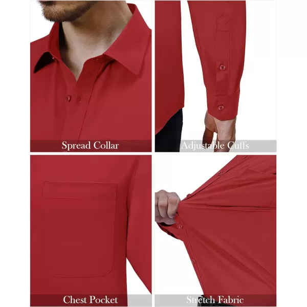 Alimens &amp; Gentle Mens Dress Shirts 4-Way Stretch Long Sleeve Collared Casual Solid Wedding Dating Button Down Shirt