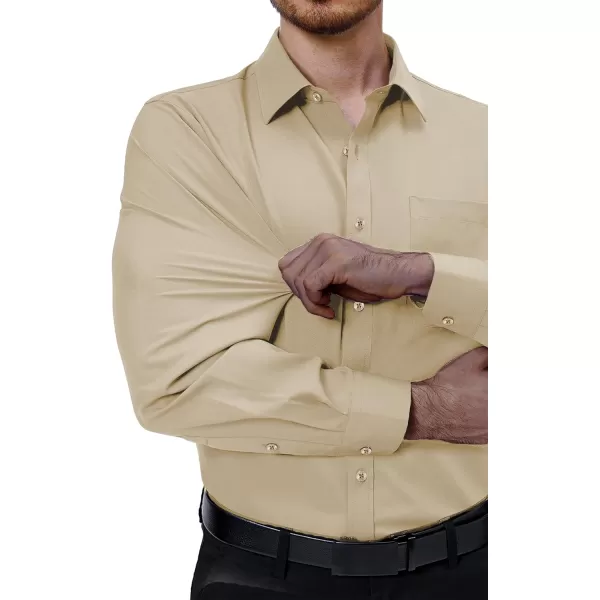 Alimens &amp; Gentle Mens Dress Shirts 4-Way Stretch Long Sleeve Collared Casual Solid Wedding Dating Button Down Shirt