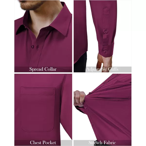 Alimens &amp; Gentle Mens Dress Shirts 4-Way Stretch Long Sleeve Collared Casual Solid Wedding Dating Button Down Shirt