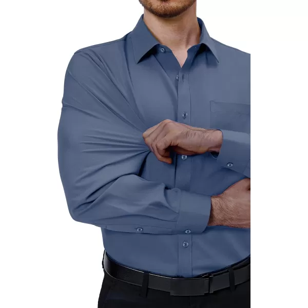 Alimens &amp; Gentle Mens Dress Shirts 4-Way Stretch Long Sleeve Collared Casual Solid Wedding Dating Button Down Shirt