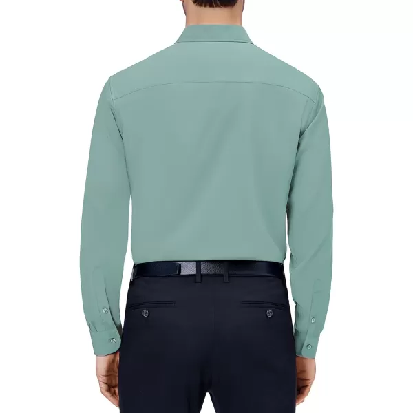 Alimens &amp; Gentle Mens Dress Shirts 4-Way Stretch Long Sleeve Collared Casual Solid Wedding Dating Button Down Shirt