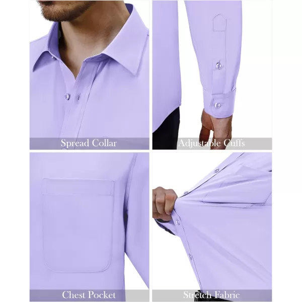 Alimens &amp; Gentle Mens Dress Shirts 4-Way Stretch Long Sleeve Collared Casual Solid Wedding Dating Button Down Shirt