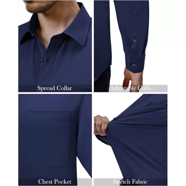 Alimens &amp; Gentle Mens Dress Shirts 4-Way Stretch Long Sleeve Collared Casual Solid Wedding Dating Button Down Shirt