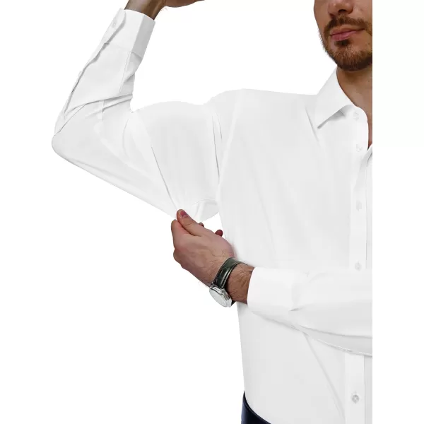Alimens &amp; Gentle Mens Dress Shirts 4-Way Stretch Long Sleeve Collared Casual Solid Wedding Dating Button Down Shirt