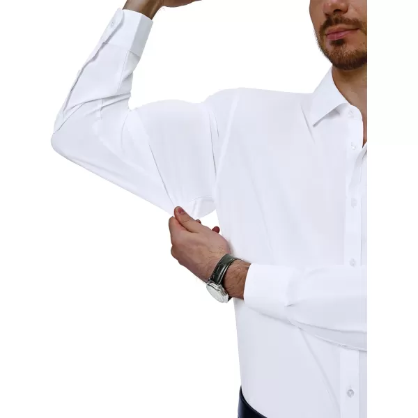 Alimens &amp; Gentle Mens Dress Shirts 4-Way Stretch Long Sleeve Collared Casual Solid Wedding Dating Button Down Shirt