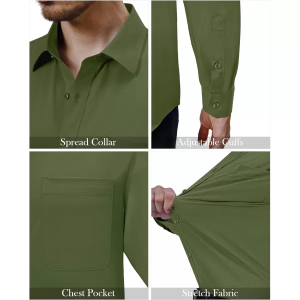 Alimens &amp; Gentle Mens Dress Shirts 4-Way Stretch Long Sleeve Collared Casual Solid Wedding Dating Button Down Shirt