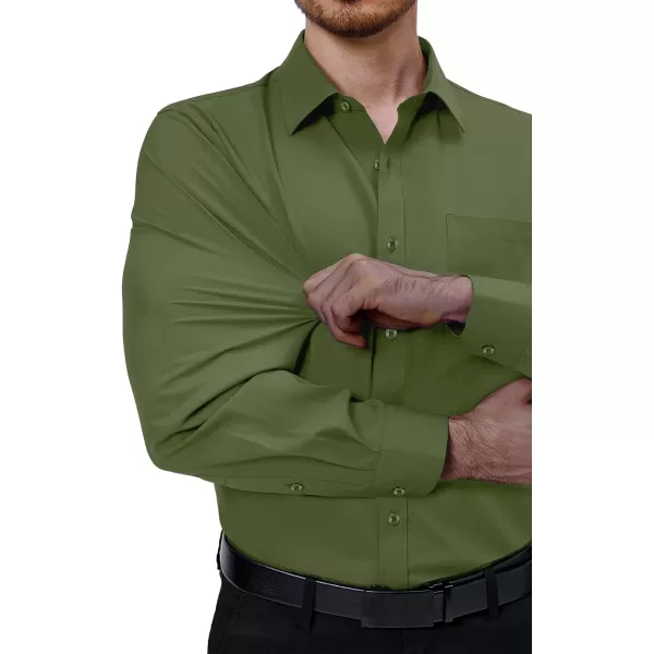 Alimens &amp; Gentle Mens Dress Shirts 4-Way Stretch Long Sleeve Collared Casual Solid Wedding Dating Button Down Shirt