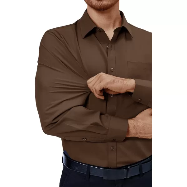 Alimens &amp; Gentle Mens Dress Shirts 4-Way Stretch Long Sleeve Collared Casual Solid Wedding Dating Button Down Shirt