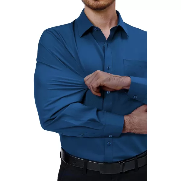 Alimens &amp; Gentle Mens Dress Shirts 4-Way Stretch Long Sleeve Collared Casual Solid Wedding Dating Button Down Shirt