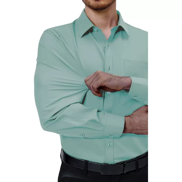 Alimens &amp; Gentle Mens Dress Shirts 4-Way Stretch Long Sleeve Collared Casual Solid Wedding Dating Button Down Shirt
