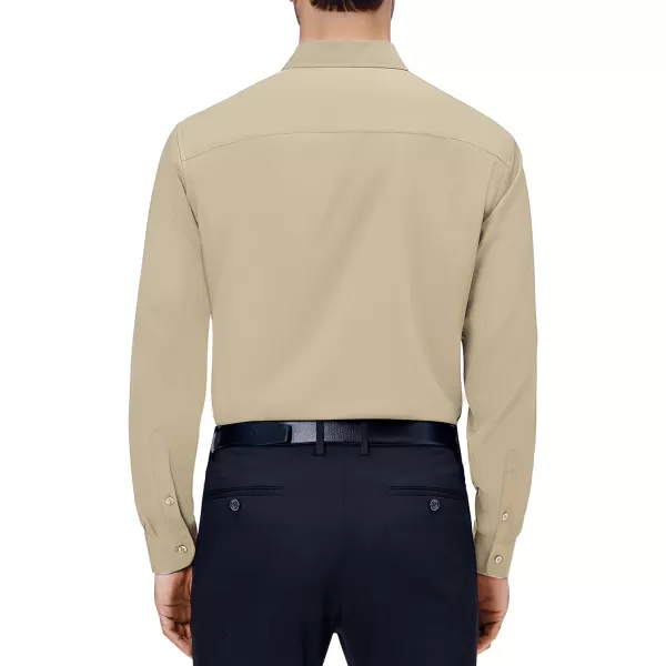 Alimens &amp; Gentle Mens Dress Shirts 4-Way Stretch Long Sleeve Collared Casual Solid Wedding Dating Button Down Shirt