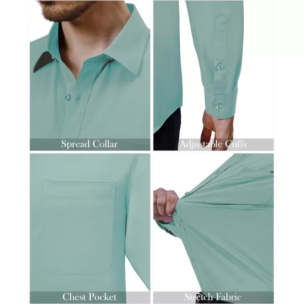 Alimens &amp; Gentle Mens Dress Shirts 4-Way Stretch Long Sleeve Collared Casual Solid Wedding Dating Button Down Shirt
