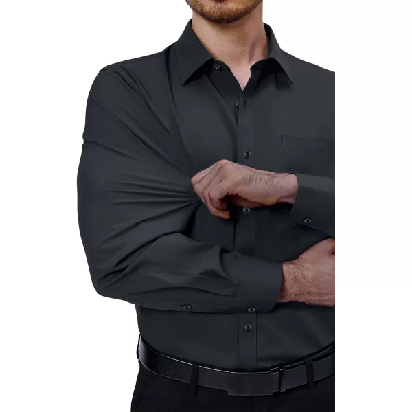 Alimens &amp; Gentle Mens Dress Shirts 4-Way Stretch Long Sleeve Collared Casual Solid Wedding Dating Button Down Shirt