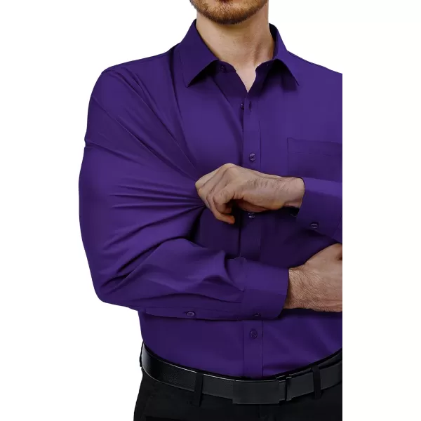 Alimens &amp; Gentle Mens Dress Shirts 4-Way Stretch Long Sleeve Collared Casual Solid Wedding Dating Button Down Shirt