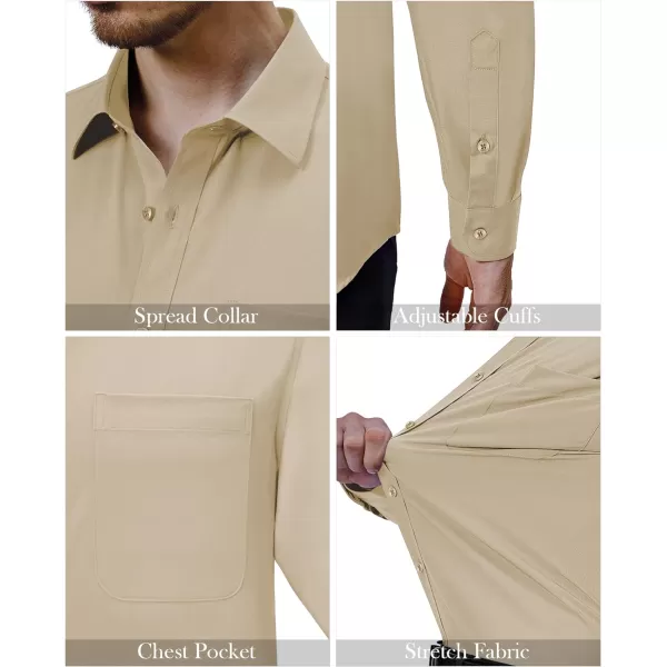 Alimens &amp; Gentle Mens Dress Shirts 4-Way Stretch Long Sleeve Collared Casual Solid Wedding Dating Button Down Shirt