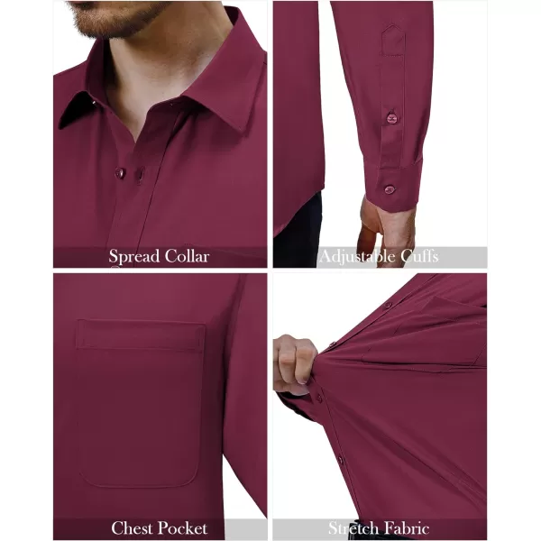 Alimens &amp; Gentle Mens Dress Shirts 4-Way Stretch Long Sleeve Collared Casual Solid Wedding Dating Button Down Shirt