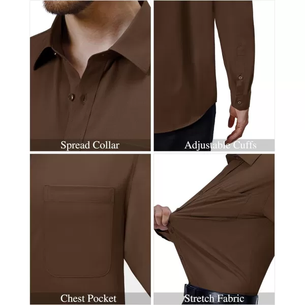 Alimens &amp; Gentle Mens Dress Shirts 4-Way Stretch Long Sleeve Collared Casual Solid Wedding Dating Button Down Shirt