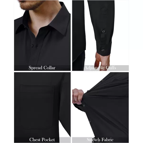 Alimens &amp; Gentle Mens Dress Shirts 4-Way Stretch Long Sleeve Collared Casual Solid Wedding Dating Button Down Shirt