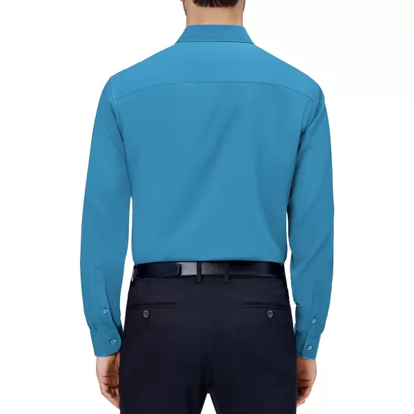Alimens &amp; Gentle Mens Dress Shirts 4-Way Stretch Long Sleeve Collared Casual Solid Wedding Dating Button Down Shirt