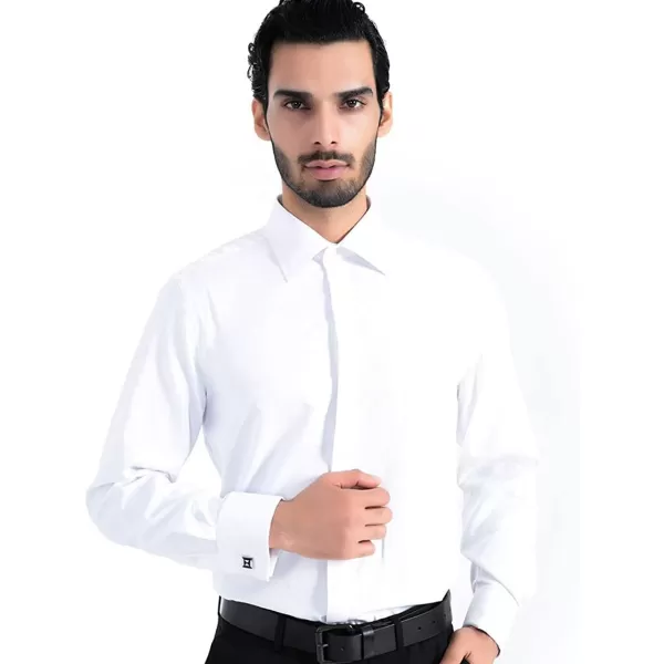 Alimens &amp; Gentle Men's Dress Shirts French Cuff Long Sleeve Regular Fit 