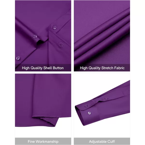 Alimens &amp; Gentle Men's Dress Shirts Long Sleeve Stretch Wrinkle-Free Solid Business Formal Casual Button Down Shirt