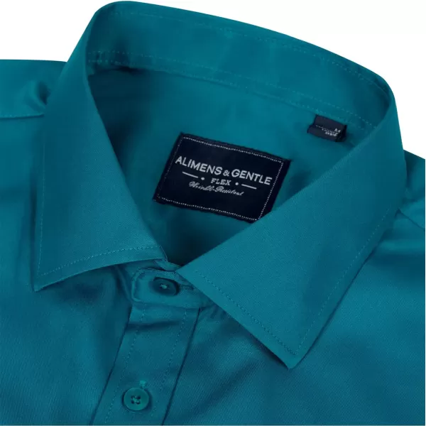 Alimens &amp; Gentle Men's Dress Shirts Long Sleeve Stretch Wrinkle-Free Solid Business Formal Casual Button Down Shirt