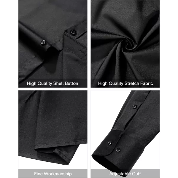 Alimens &amp; Gentle Men's Dress Shirts Long Sleeve Stretch Wrinkle-Free Solid Business Formal Casual Button Down Shirt