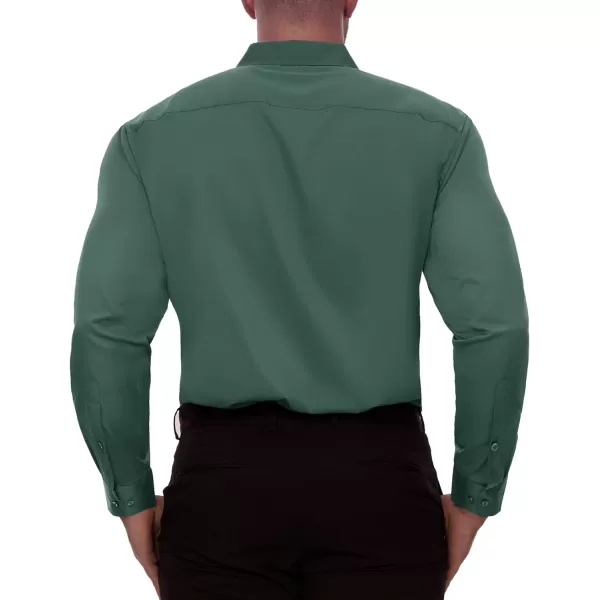 Alimens &amp; Gentle Men's Dress Shirts Long Sleeve Stretch Wrinkle-Free Solid Business Formal Casual Button Down Shirt