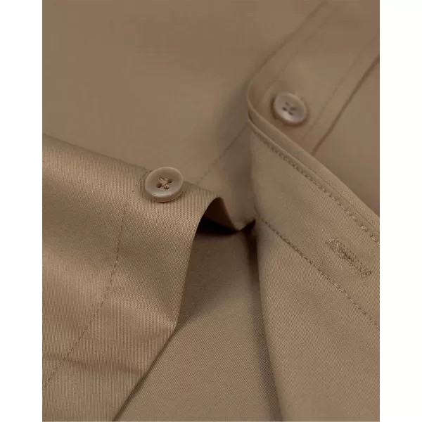 Alimens &amp; Gentle Men's Dress Shirts Long Sleeve Stretch Wrinkle-Free Solid Business Formal Casual Button Down Shirt