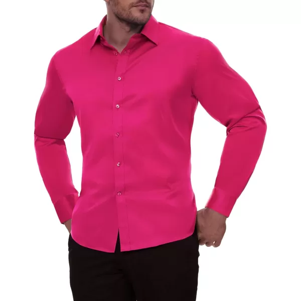 Alimens &amp; Gentle Men's Dress Shirts Long Sleeve Stretch Wrinkle-Free Solid Business Formal Casual Button Down Shirt