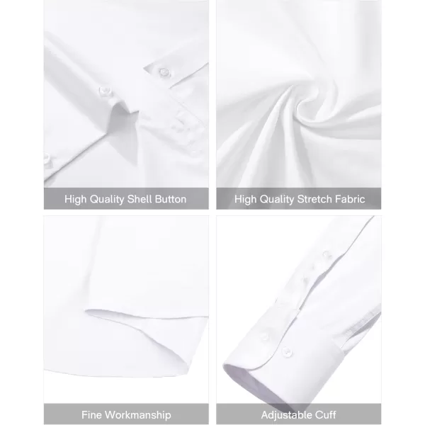 Alimens &amp; Gentle Men's Dress Shirts Long Sleeve Stretch Wrinkle-Free Solid Business Formal Casual Button Down Shirt