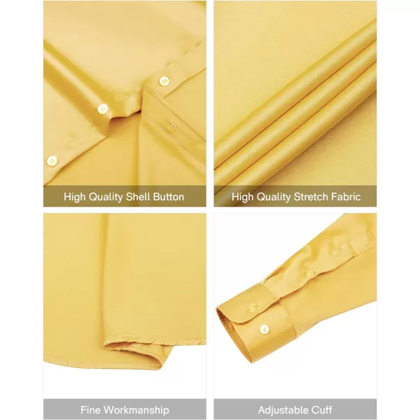 Alimens &amp; Gentle Men's Dress Shirts Long Sleeve Stretch Wrinkle-Free Solid Business Formal Casual Button Down Shirt