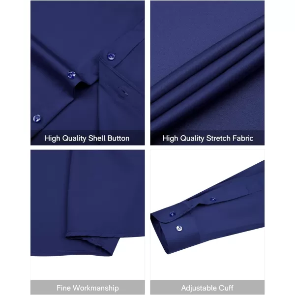 Alimens &amp; Gentle Men's Dress Shirts Long Sleeve Stretch Wrinkle-Free Solid Business Formal Casual Button Down Shirt