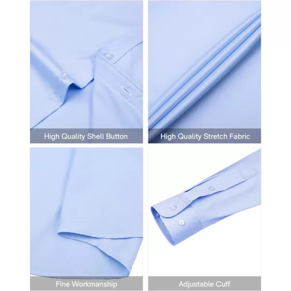Alimens &amp; Gentle Men's Dress Shirts Long Sleeve Stretch Wrinkle-Free Solid Business Formal Casual Button Down Shirt